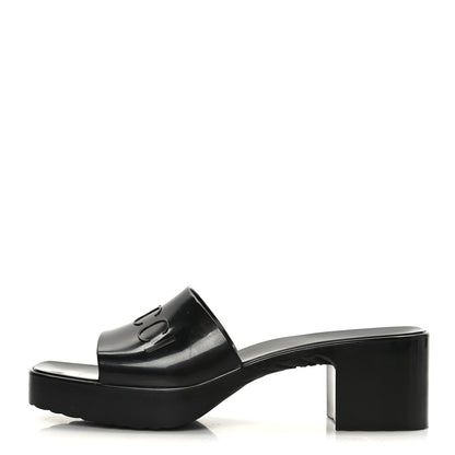 Gucci Rubber Gucci Logo Womens Platform 20/60mm Slide Sandals 38 Black 1 of 8