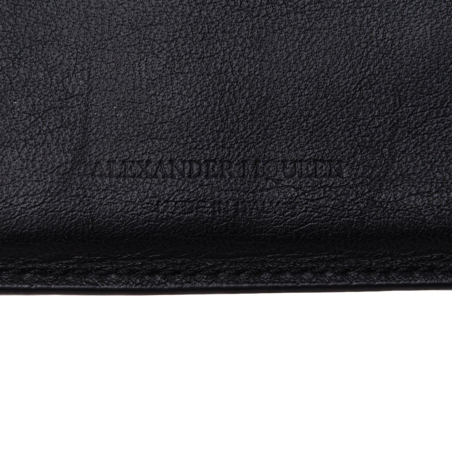 Grained Calfskin Skull Card Holder Black