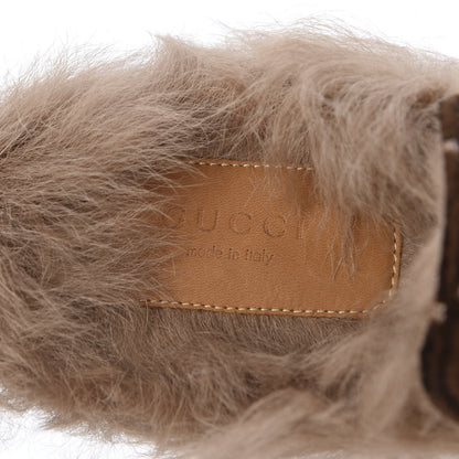 Gucci Velvet GG Monogram Fur Womens Princetown Slippers 37.5 Brown Black Natural 7 of 9