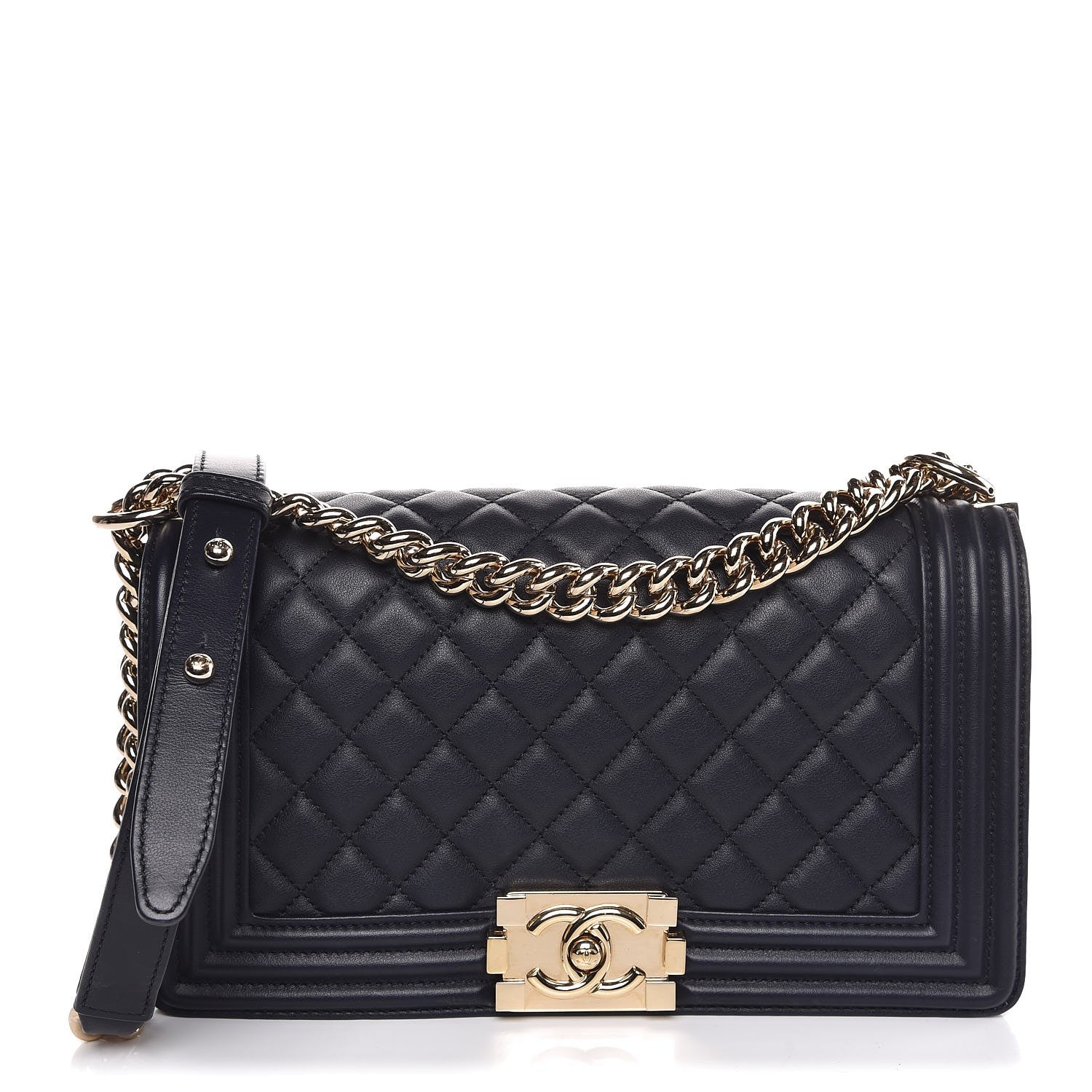 Chanel Calfskin Quilted Medium Boy Flap Navy 1 of 7