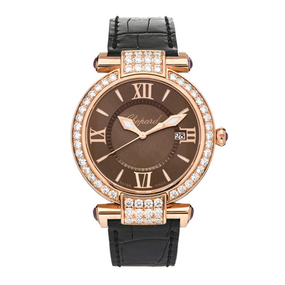 Chopard 18K Rose Gold Alligator Diamond Bezel 36mm Imperiale Quartz Watch Brown 1 of 5