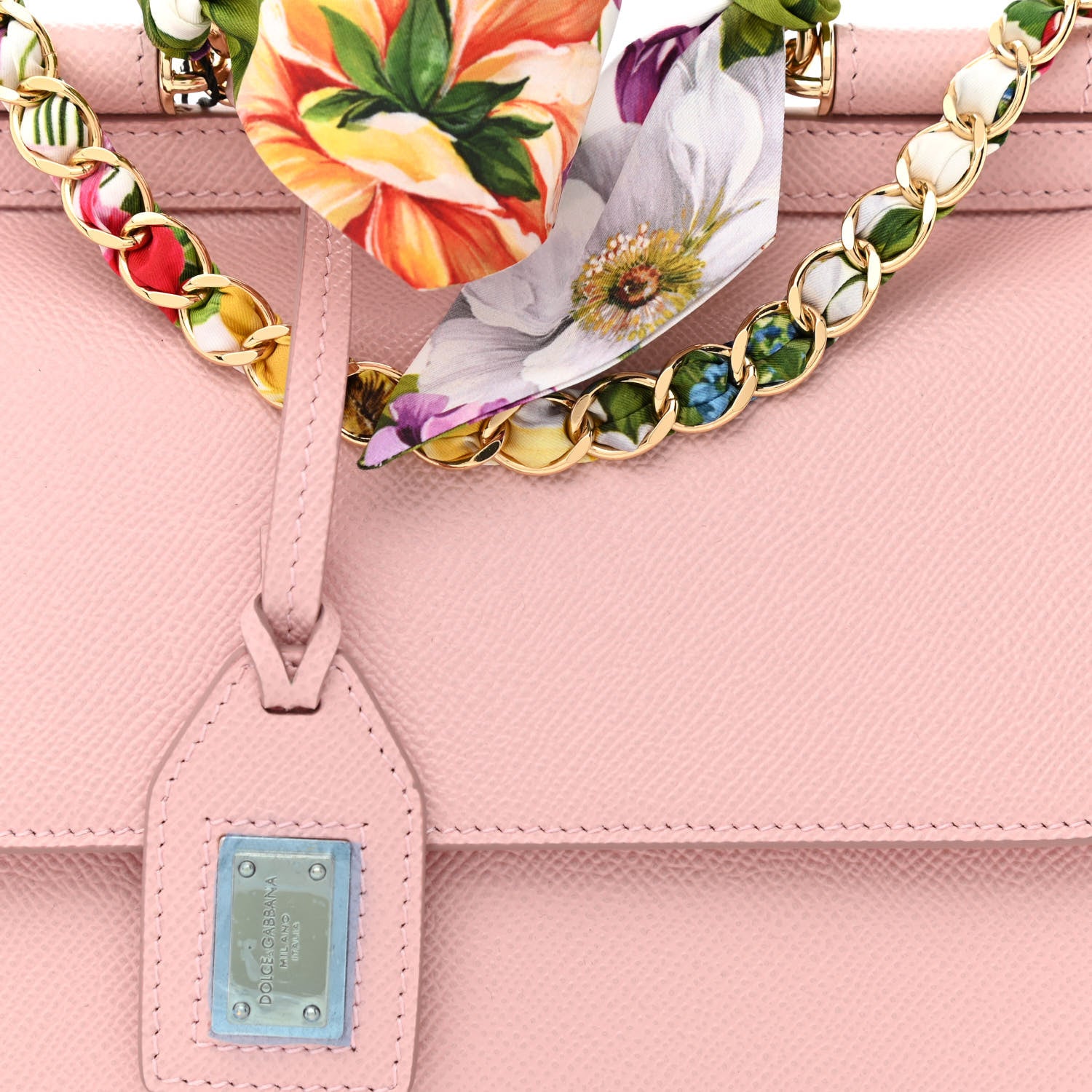 Dolce & Gabbana Dauphine Small Miss Sicily Satchel With Scarf Pink 7 of 9