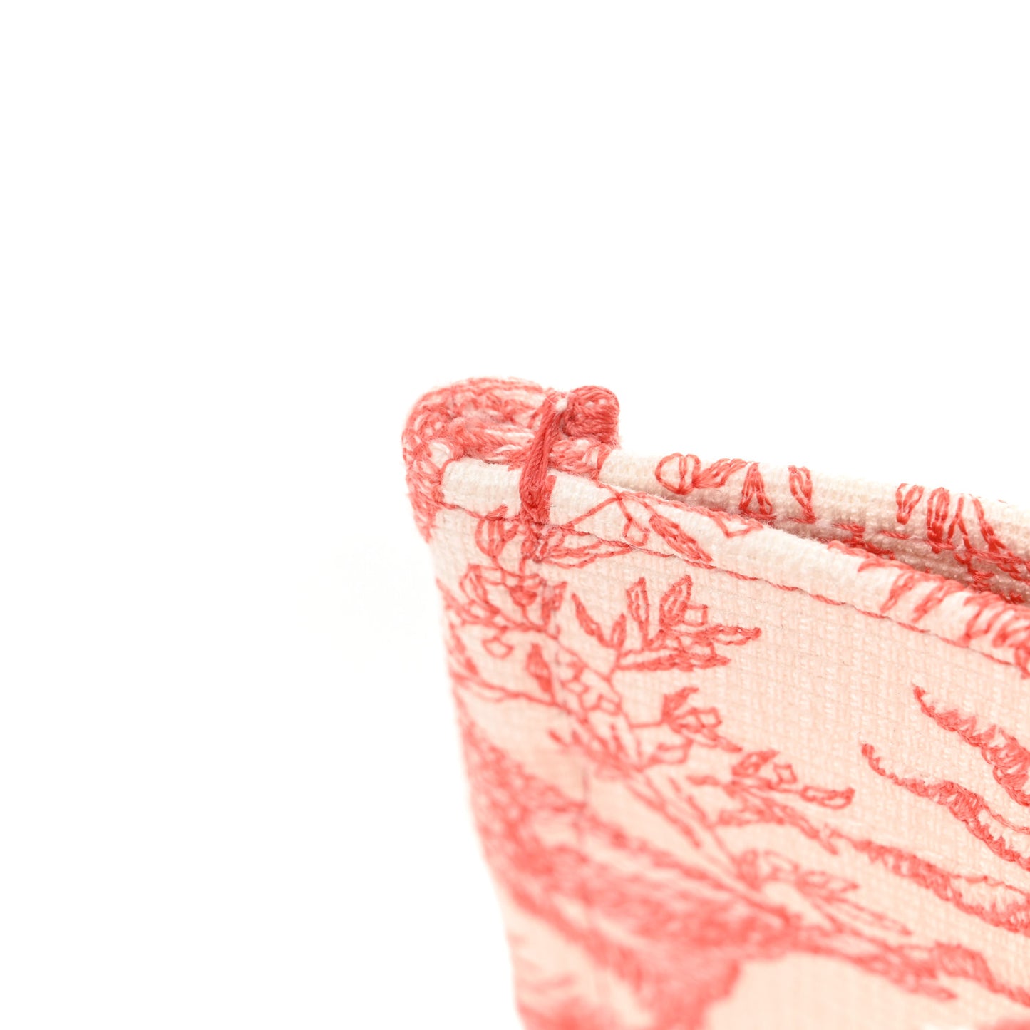 Canvas Embroidered Medium Toile De Jouy Soleil Book Tote Coral