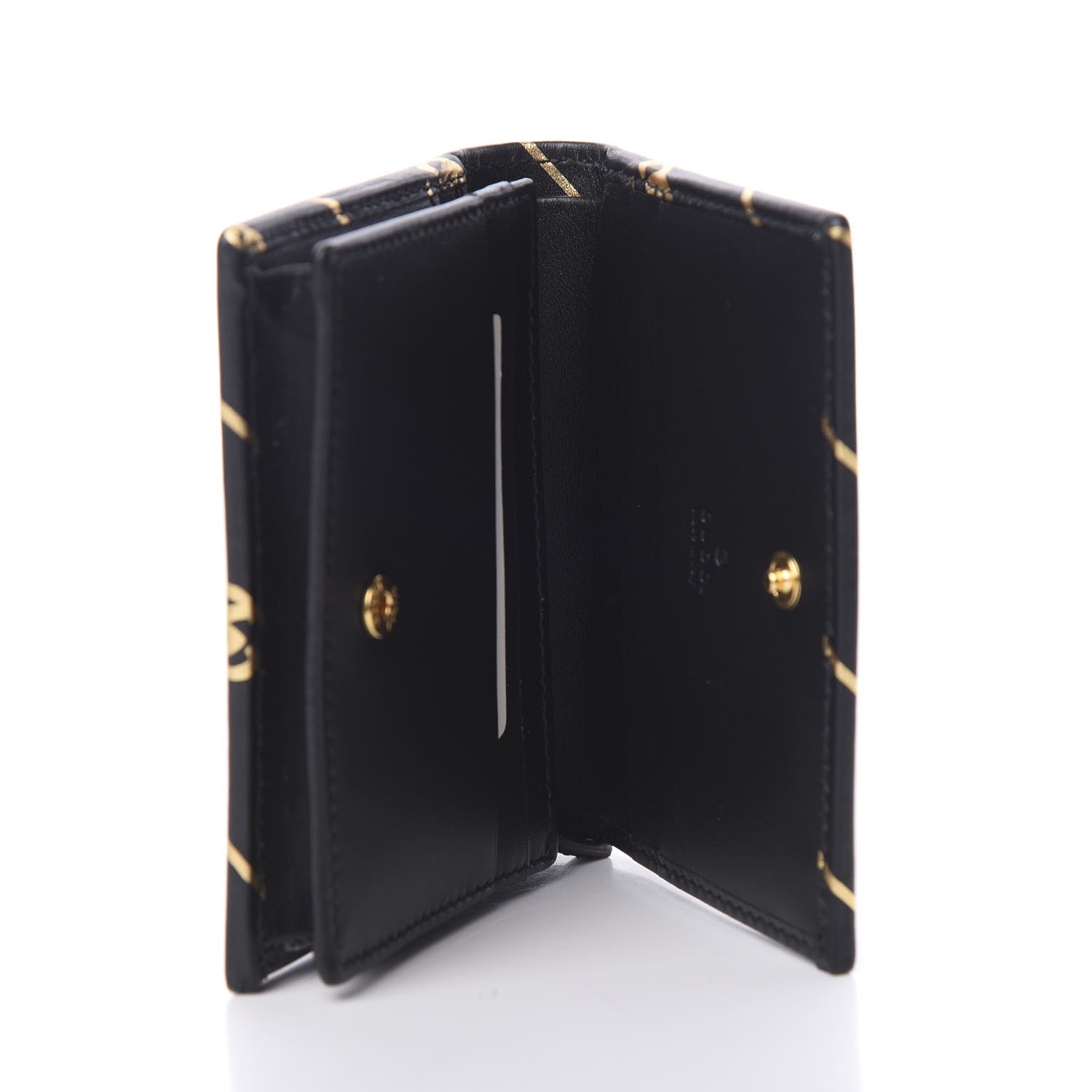 Gucci Calfskin Diagonal GG Card Case Black Gold 4 of 7