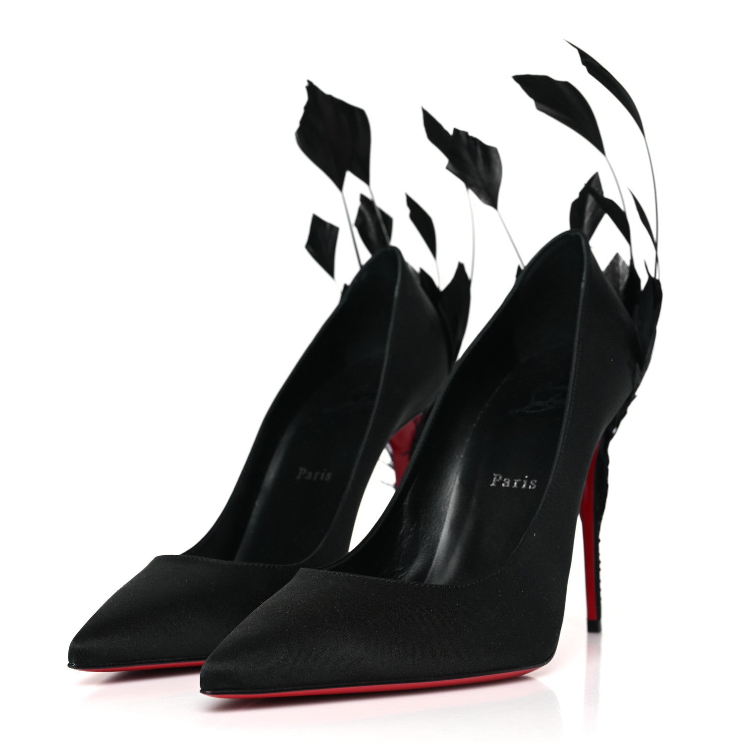 Christian Louboutin Crepe Satin Kate Plume 100 Pumps 41 Black 4 of 9