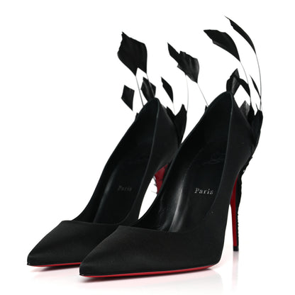 Christian Louboutin Crepe Satin Kate Plume 100 Pumps 41 Black 4 of 9