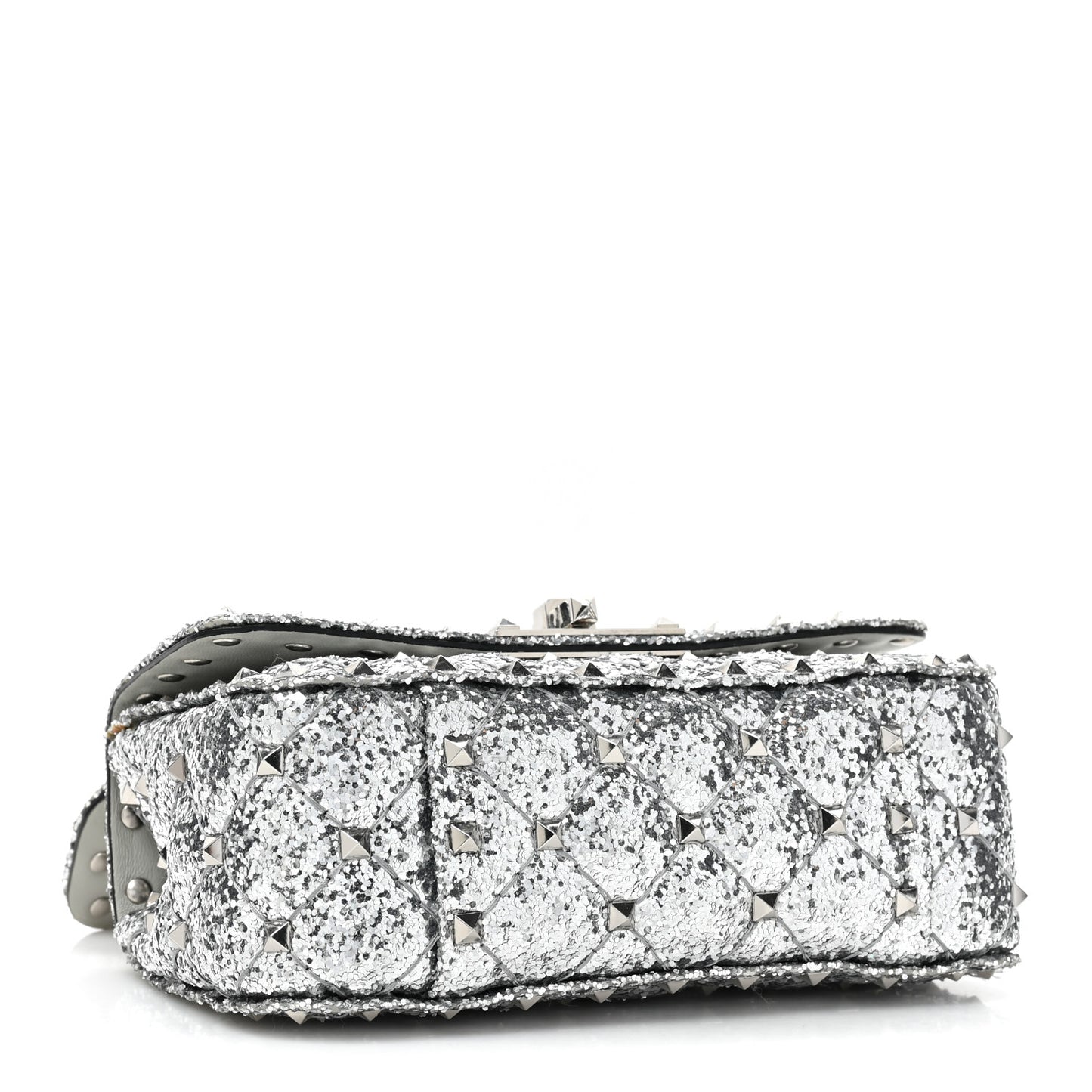 Glitter Mini Rockstud Spike Shoulder Bag Silver