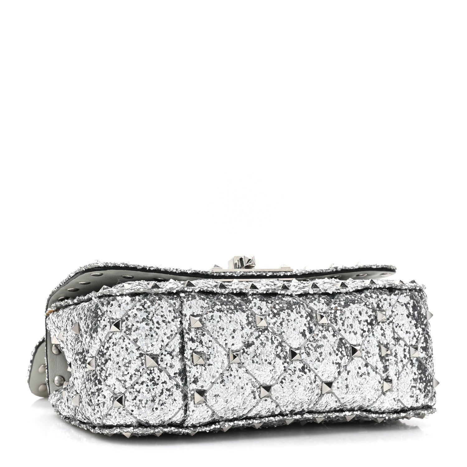 Valentino Garavani Glitter Mini Rockstud Spike Shoulder Bag Silver 5 of 11