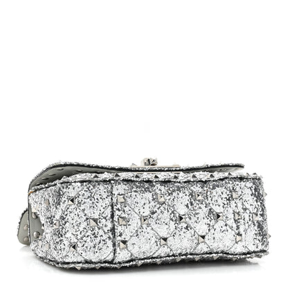 Valentino Garavani Glitter Mini Rockstud Spike Shoulder Bag Silver 5 of 11