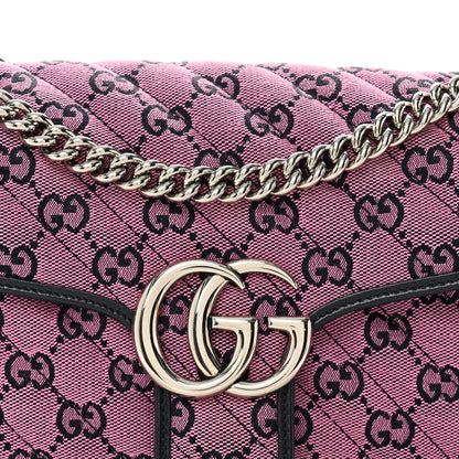 Gucci Monogram Multicolor Matelasse Diagonal Small GG Marmont Shoulder Bag Pink Blue 8 of 10