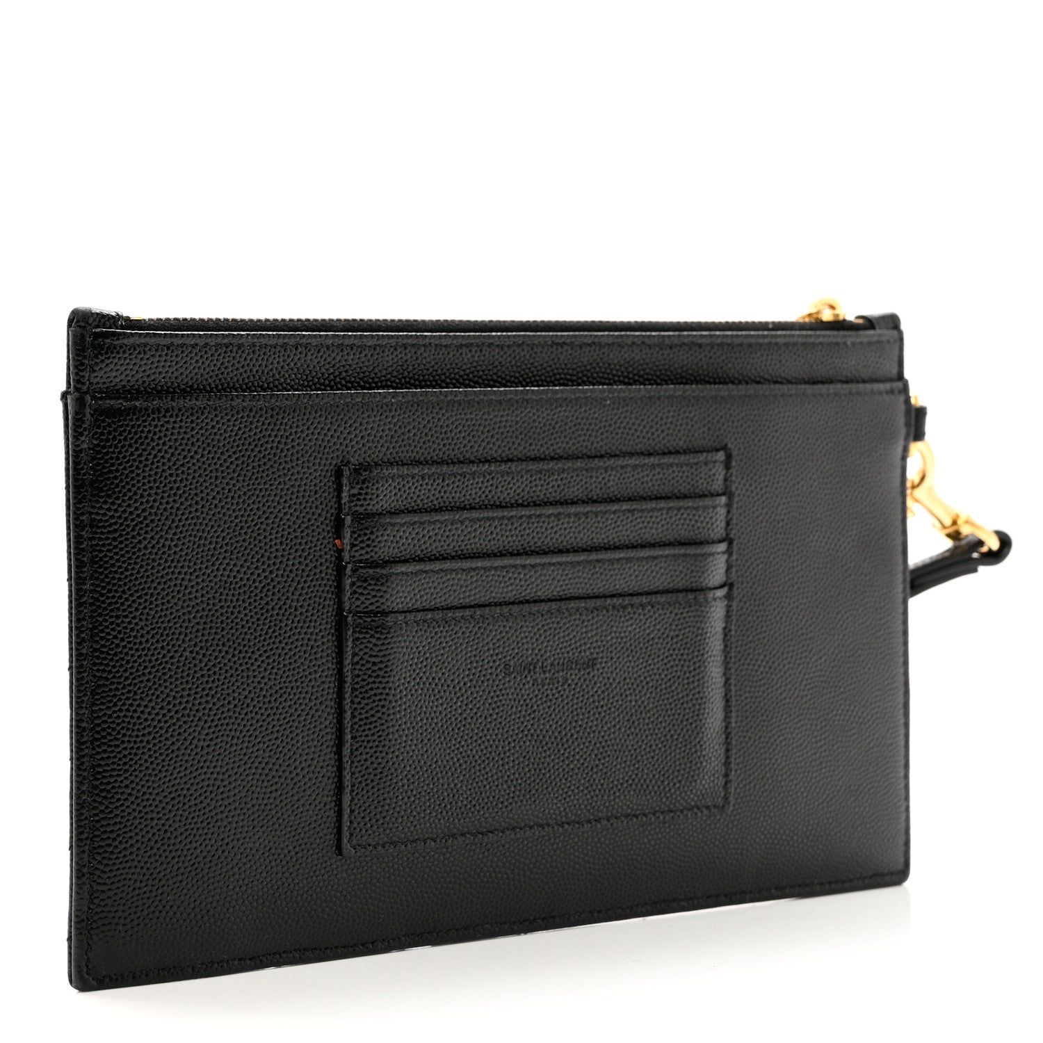 Saint Laurent Grain De Poudre Chevron Monogram Large Bill Pouch Black 3 of 7