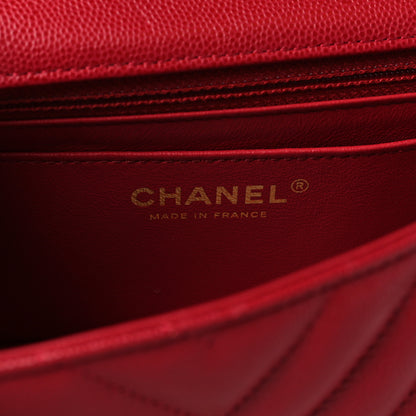 Chanel Caviar Chevron Quilted Mini Rectangular Flap Dark Red 6 of 11