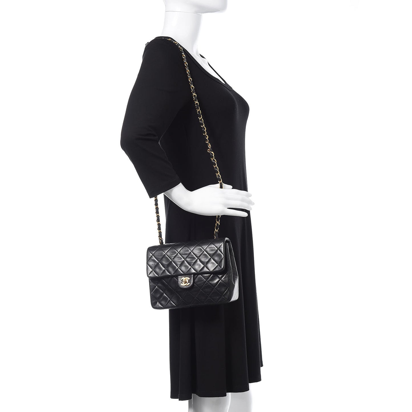 Lambskin Quilted Mini Square Flap Black