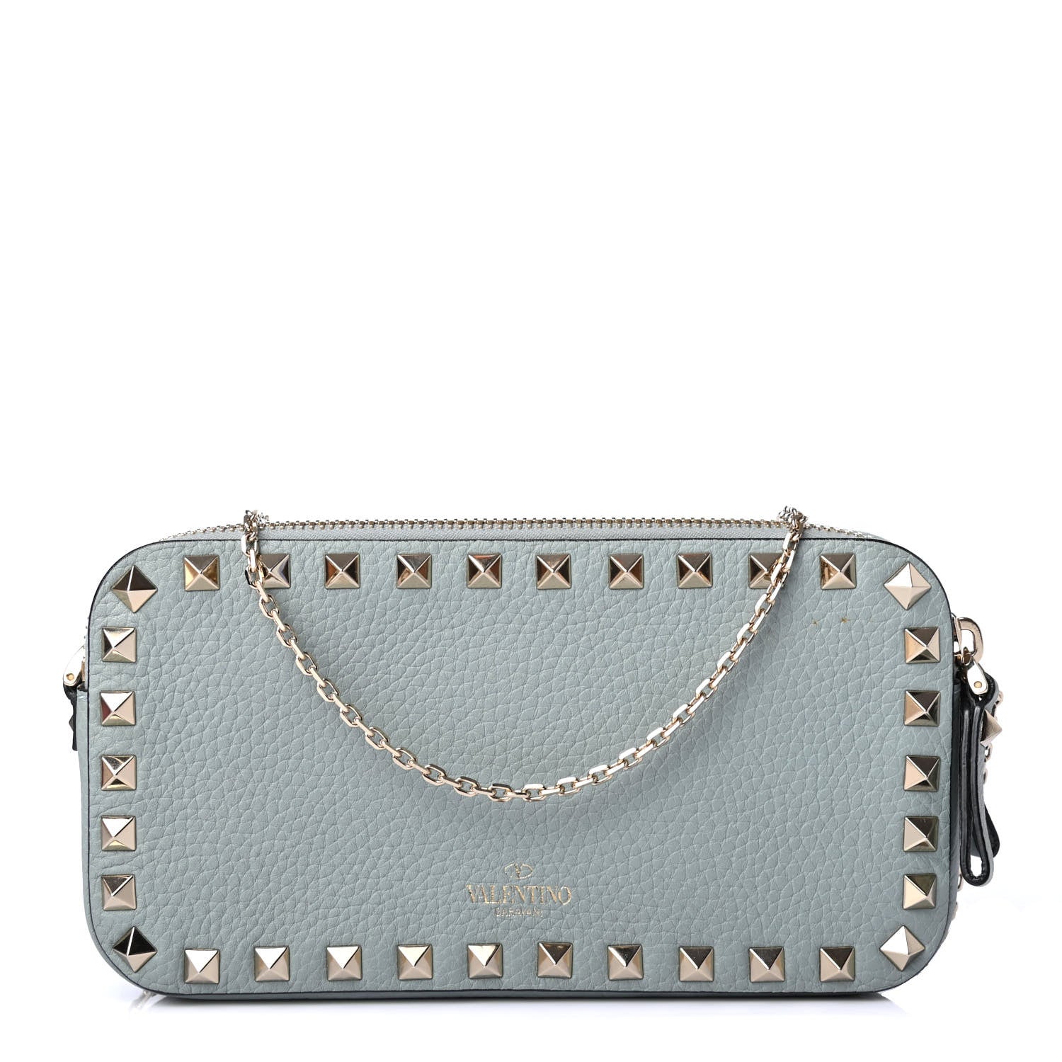 Valentino Garavani Pebbled Calfskin Rockstud Double Zip Camera Crossbody Bag Nube 1 of 4