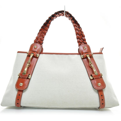 Gucci Toile Leather Pelham Tote Beige 1 of 10