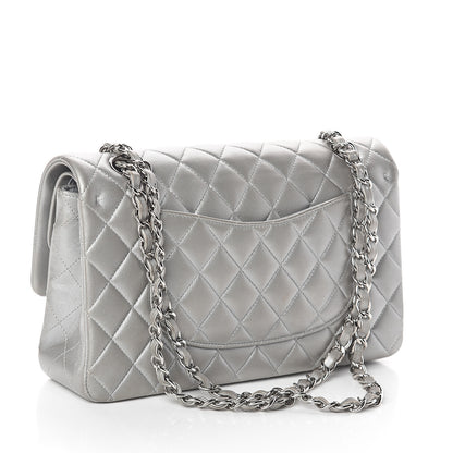 Chanel Metallic Lambskin Quilted Medium Double Flap Silver 2 of 10