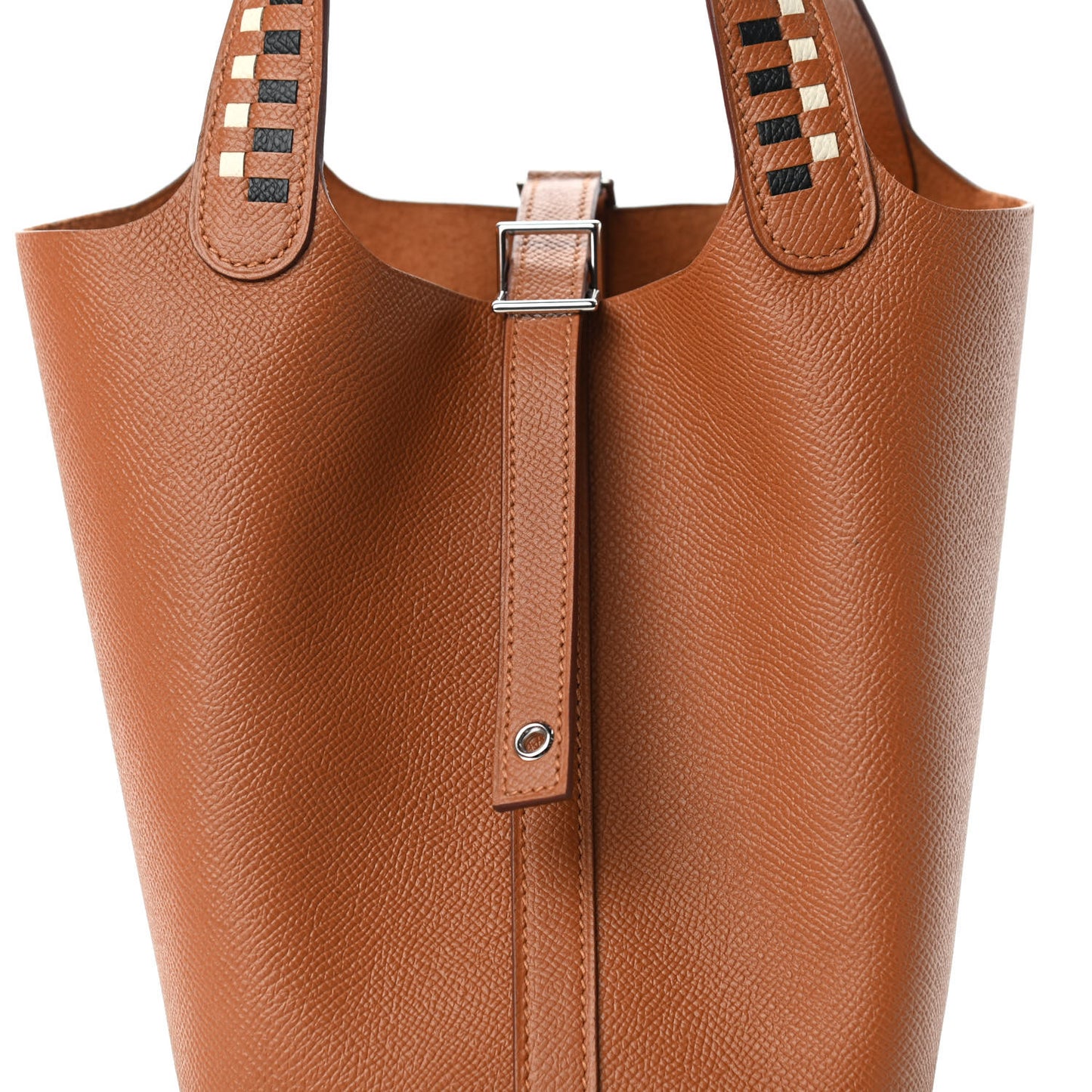 Epsom Tressage De Cuir Picotin Lock 18 PM Gold Craie Black