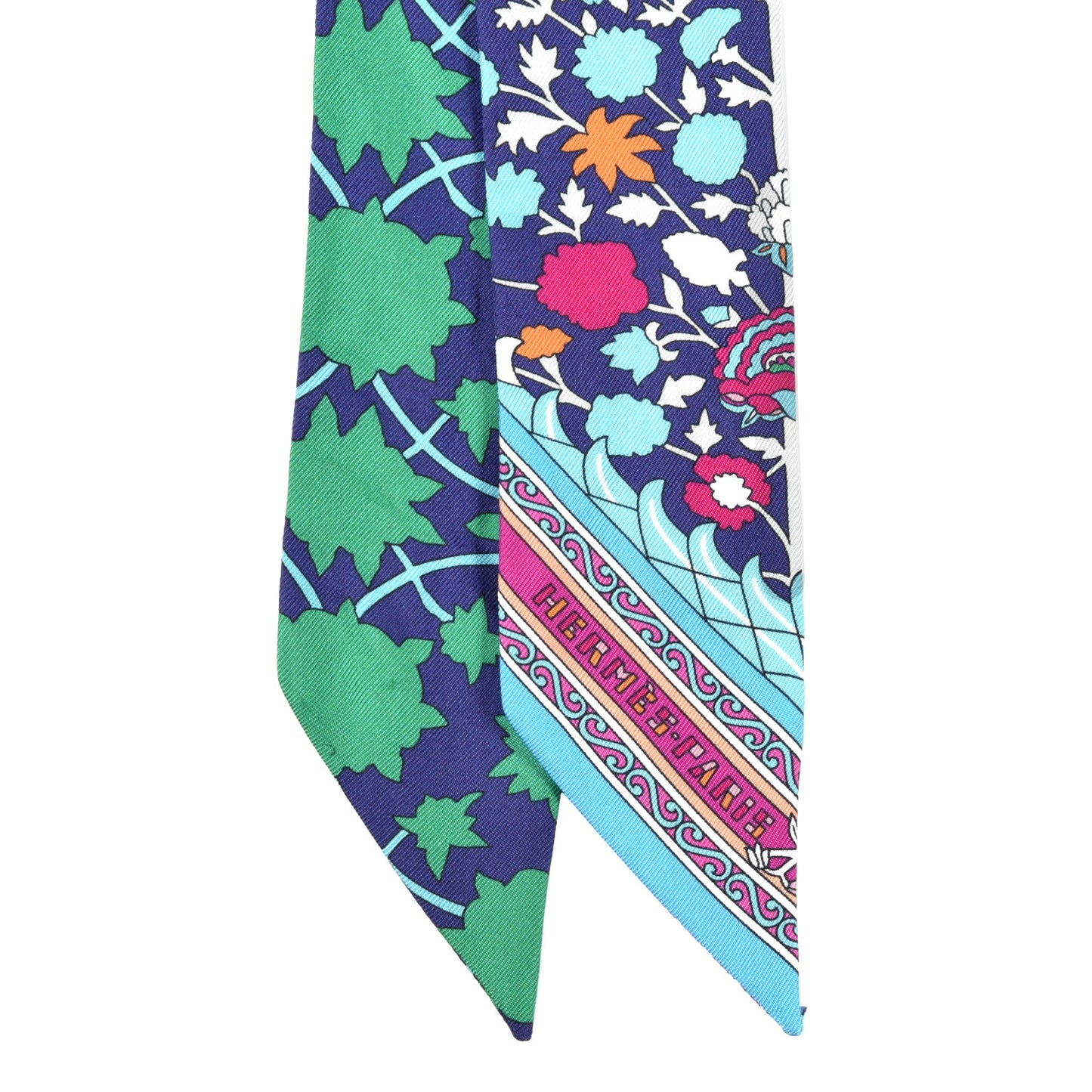 Silk Tapis Persans Twilly Vert Bleu Fuchsia