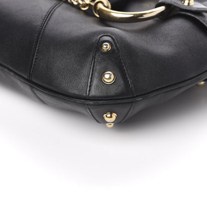 Gucci Calfskin Horsebit Chain Hobo Black 9 of 13