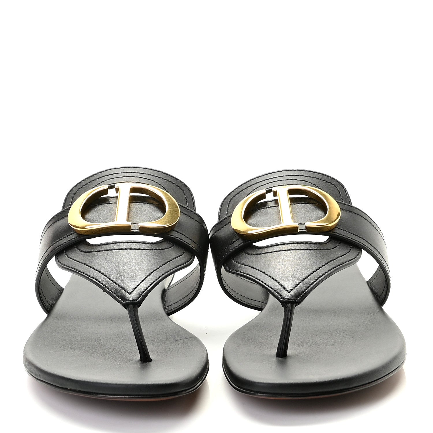 Christian Dior Calfskin 30 Montaigne Thong Sandals 35.5 Black 5 of 8