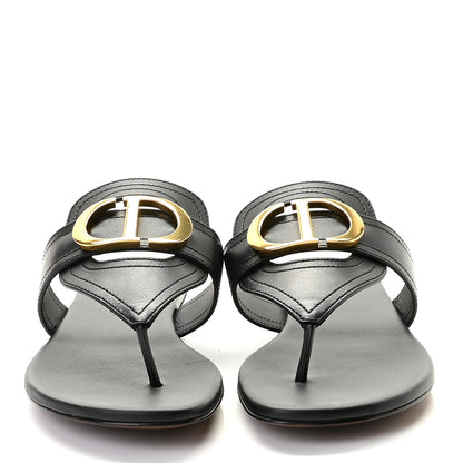 Christian Dior Calfskin 30 Montaigne Thong Sandals 35.5 Black 5 of 8