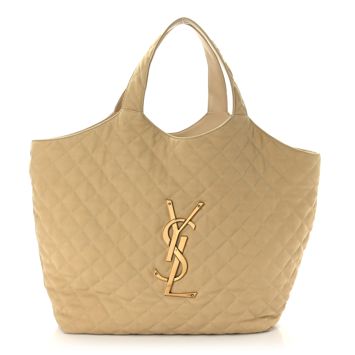 Saint Laurent Nubuck Suede Quilted Maxi Icare Shopping Tote Beige 1 of 10