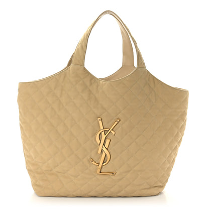 Saint Laurent Nubuck Suede Quilted Maxi Icare Shopping Tote Beige 1 of 10