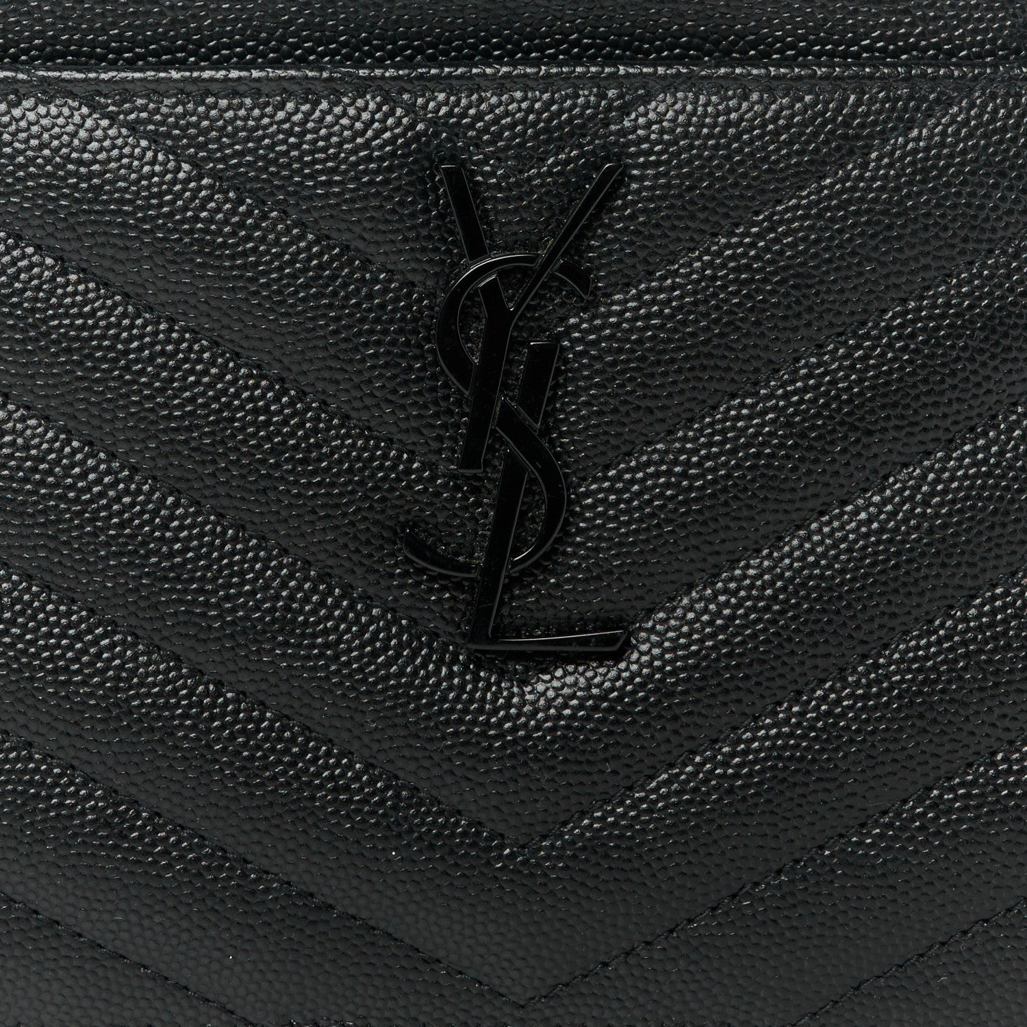 Saint Laurent Grain De Poudre Chevron Monogram Monochrome Bill Pouch Black 7 of 8
