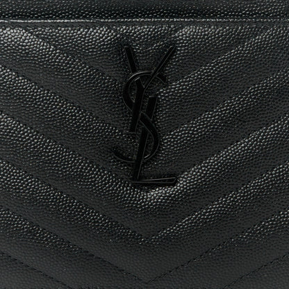 Saint Laurent Grain De Poudre Chevron Monogram Monochrome Bill Pouch Black 7 of 8