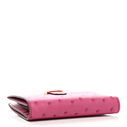 Hermes Ostrich Bearn Compact Wallet Fuchsia 4 of 7