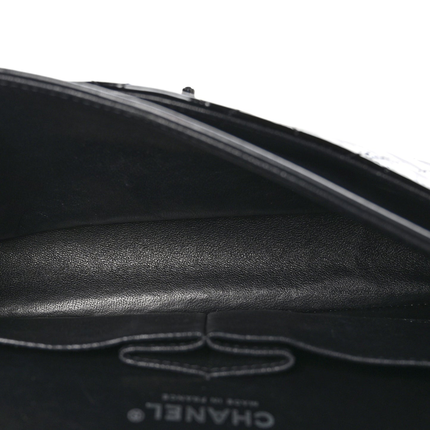 Patent Quilted Medium Double Flap Black