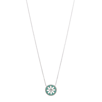 Tiffany Sterling Silver Enamel Daisy Pendant Necklace Blue 1 of 6