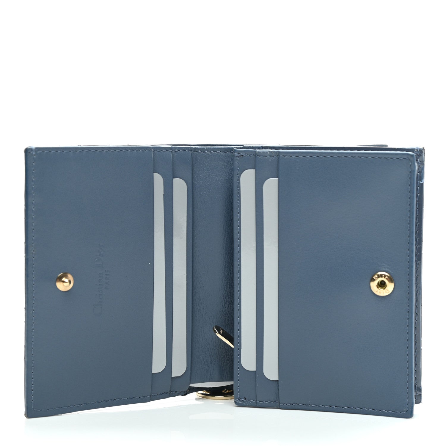 Christian Dior Patent Cannage Mini Lady Dior Wallet Gray Stone 5 of 9