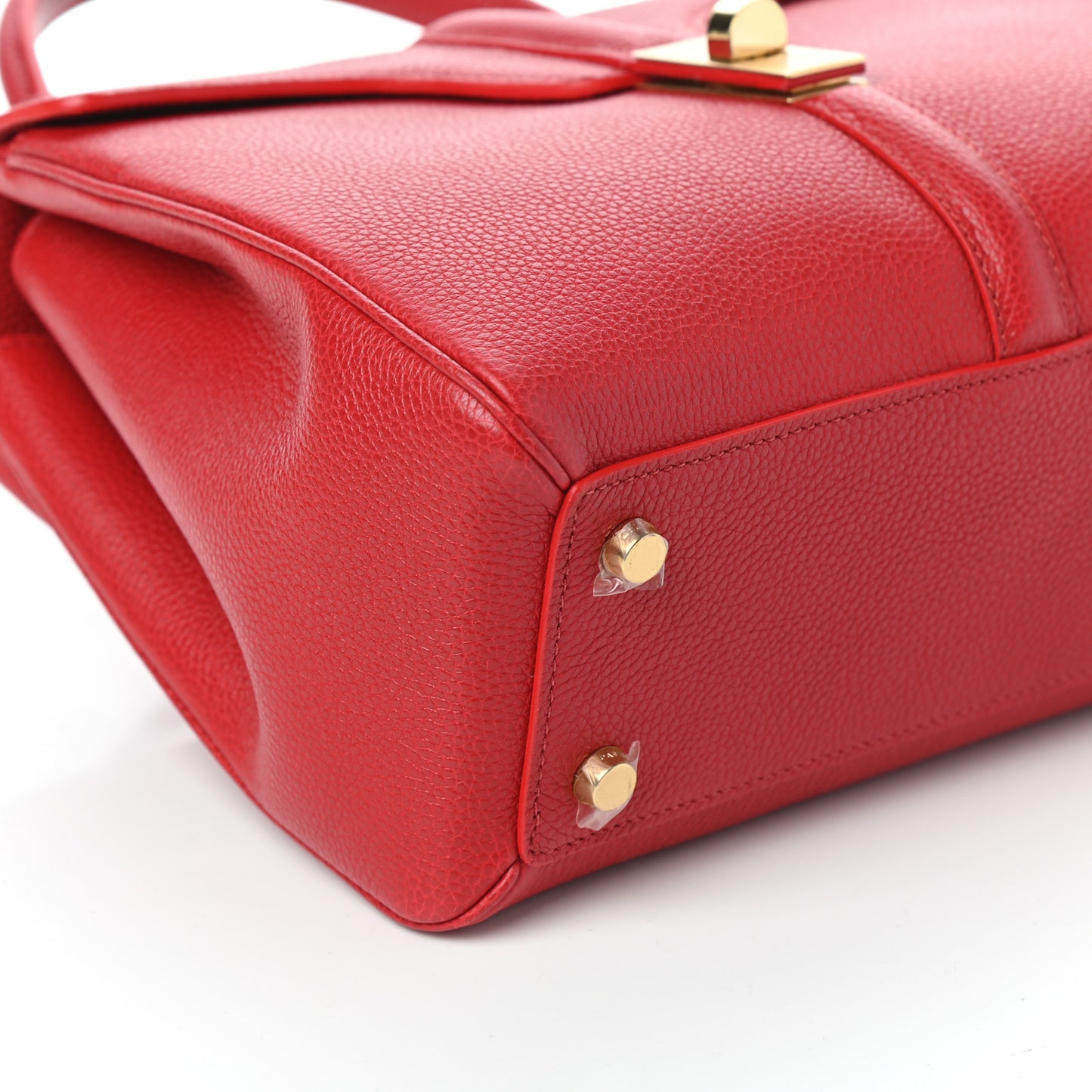 Grained Calfskin Small 16 Top Handle Bag Red