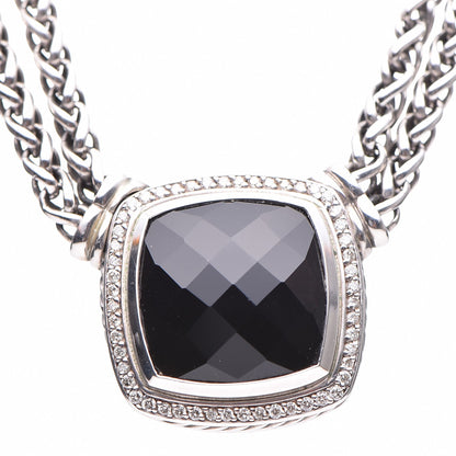 David Yurman Sterling Silver Diamond Black Onyx 19mm Albion Double Wheat Chain Necklace 12 of 15