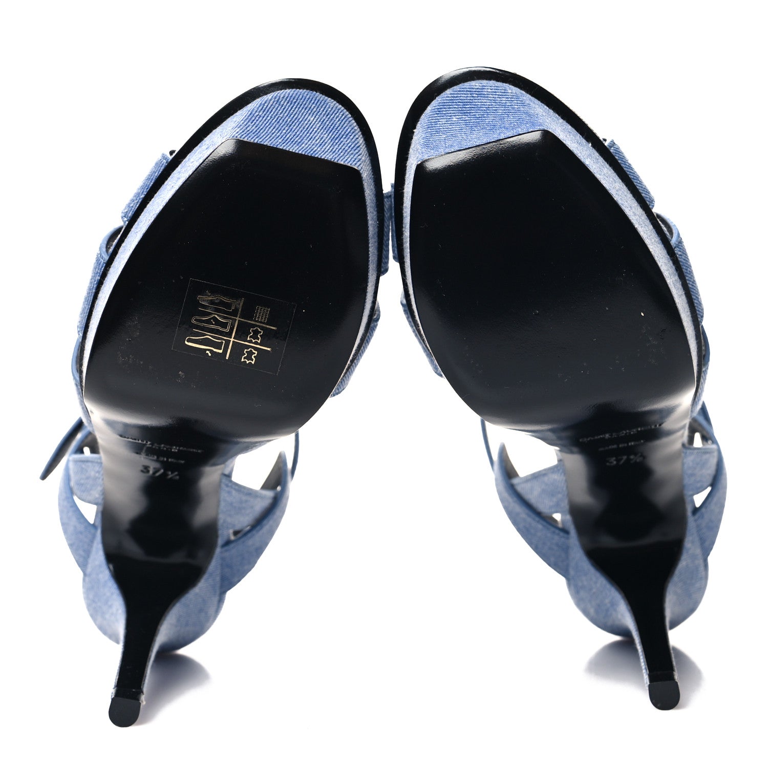 Saint Laurent SAINT LAURENT Denim Tribute 75 Platform Sandals 37.5 Blue 5 of 9