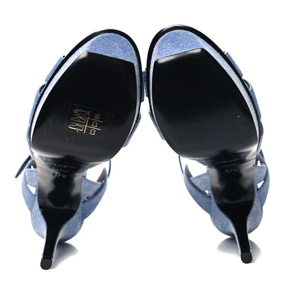 Saint Laurent SAINT LAURENT Denim Tribute 75 Platform Sandals 37.5 Blue 5 of 9