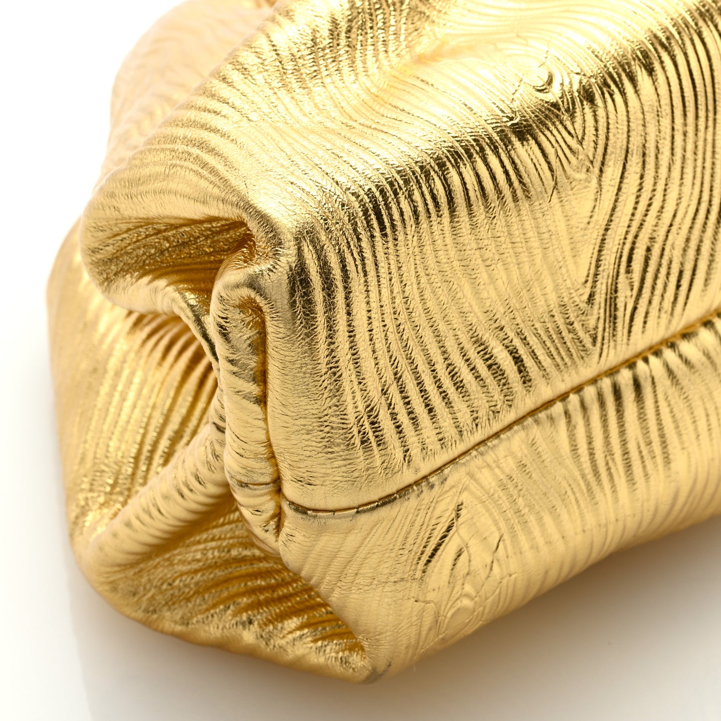 Metallic Bark Calfskin Embossed The Pouch Oversized Clutch Oro
