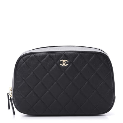 Chanel Caviar Quilted Curvy Pouch Cosmetic Case Black 1 of 8