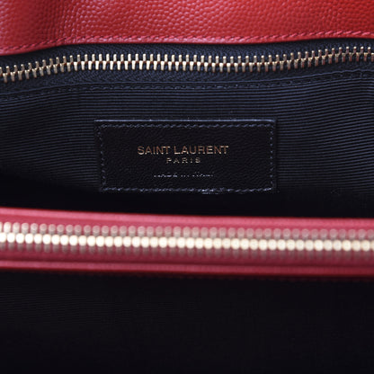 Saint Laurent Grain De Poudre Matelasse Chevron Large Monogram Shopping Bag Red 5 of 9