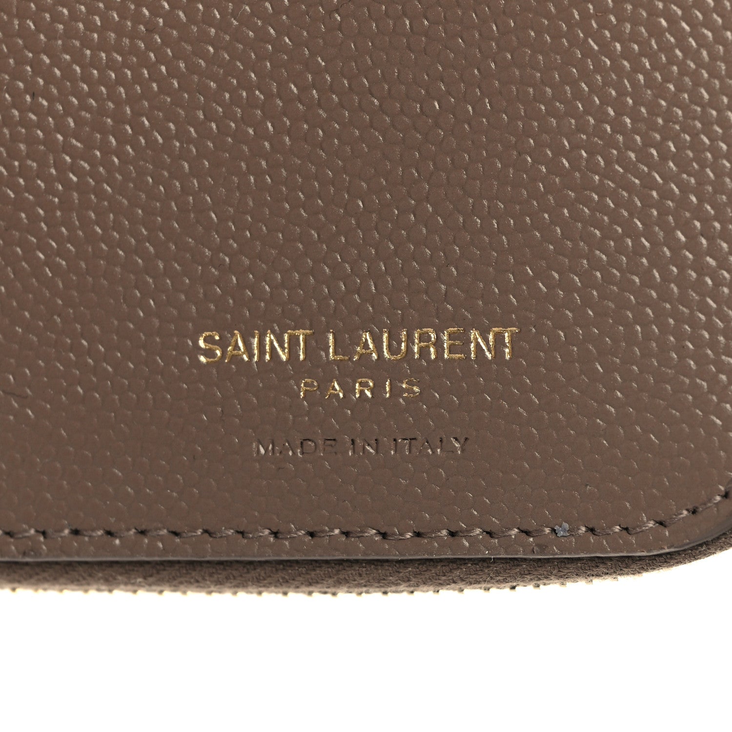 Saint Laurent Grain De Poudre Matelasse Chevron Monogram Compact Bi-Fold Wallet Taupe 6 of 7