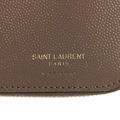 Saint Laurent Grain De Poudre Matelasse Chevron Monogram Compact Bi-Fold Wallet Taupe 6 of 7