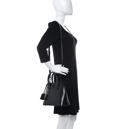 Balenciaga Calfskin Crocodile Embossed S Rivet Ville Top Handle Bag Black 2 of 9