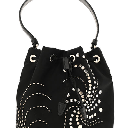 Prada Tessuto Saffiano Ricamo Sequin Crystal Embellished Mini Re-Edition 1978 Bucket Bag Black 8 of 12