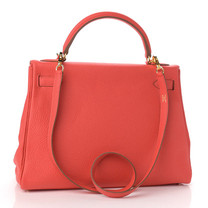 Hermes Taurillon Clemence Kelly Retourne 32 Rouge Pivoine 3 of 10