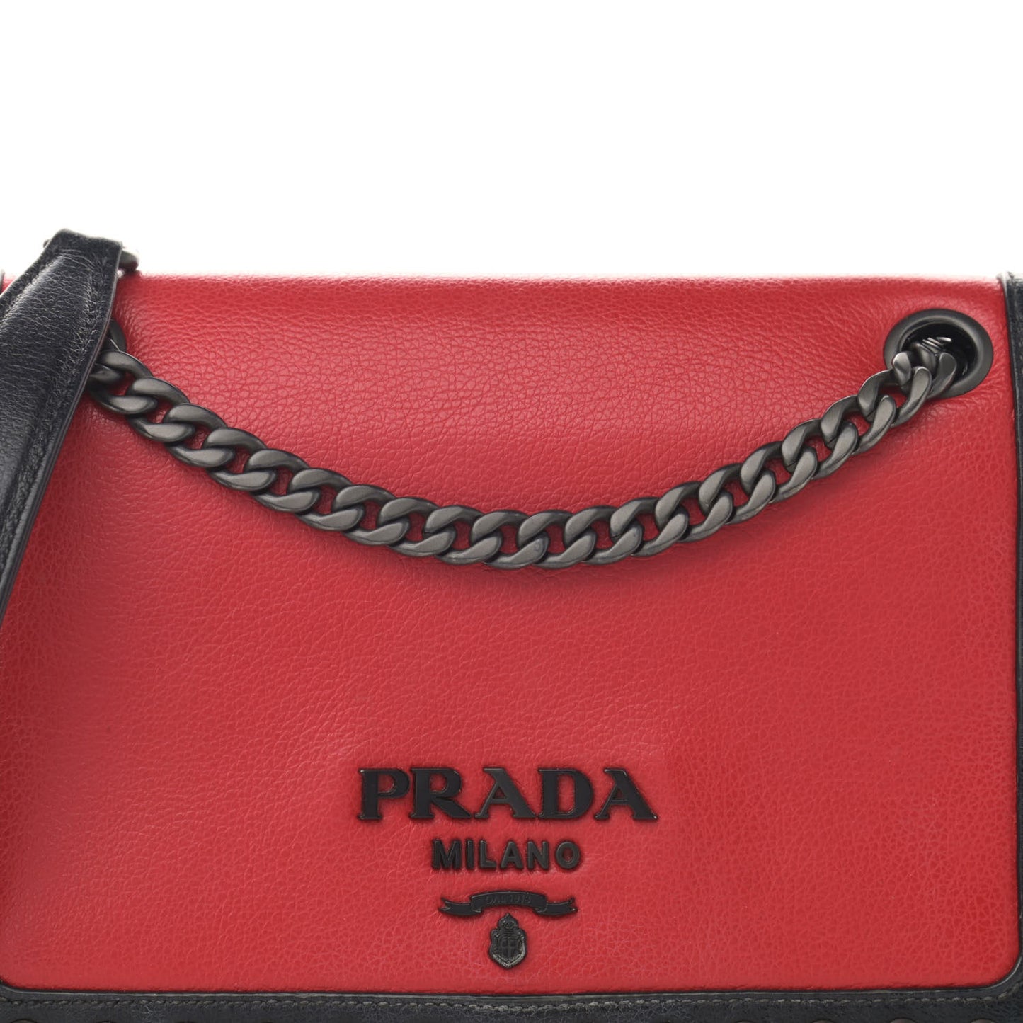 Glace Calfskin Studded Crossbody Fuoco Black