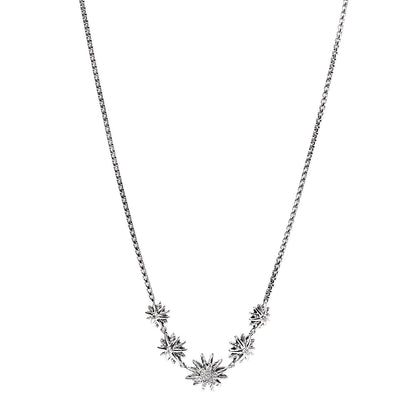 Tiffany DAVID YURMAN Sterling Silver Diamond Starburst 5 Station Necklace 1 of 4
