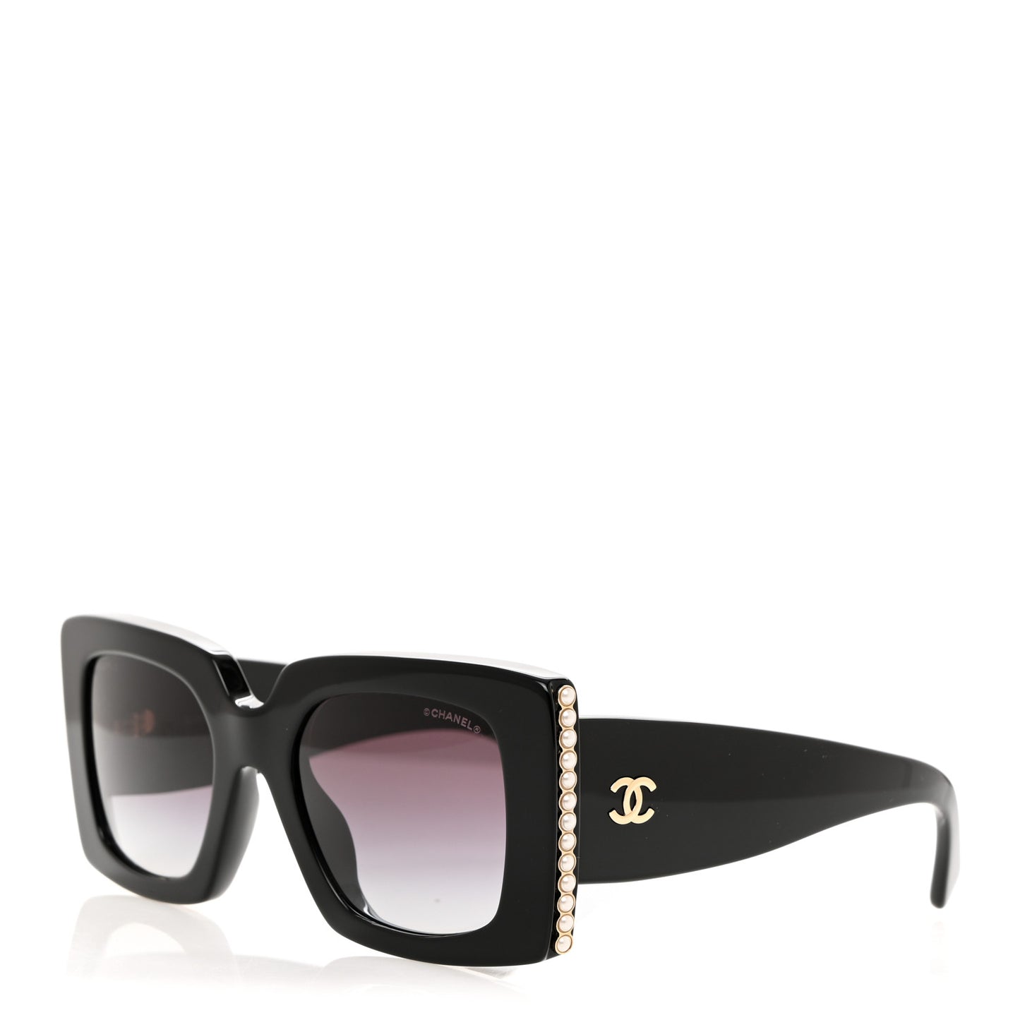 Acetate Pearl Rectangle Sunglasses 5480-H Black