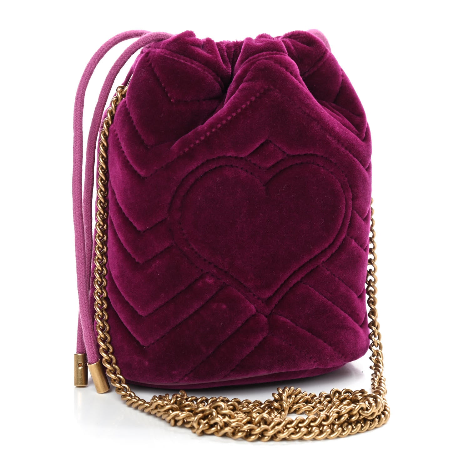 Gucci Velvet Matelasse Mini GG Marmont 2.0 Bucket Bag Fuchsia Violet Cyclamen 3 of 8