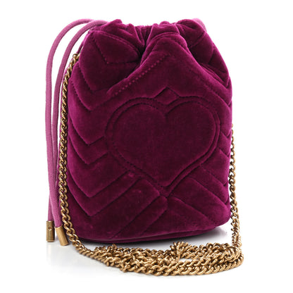 Gucci Velvet Matelasse Mini GG Marmont 2.0 Bucket Bag Fuchsia Violet Cyclamen 3 of 8